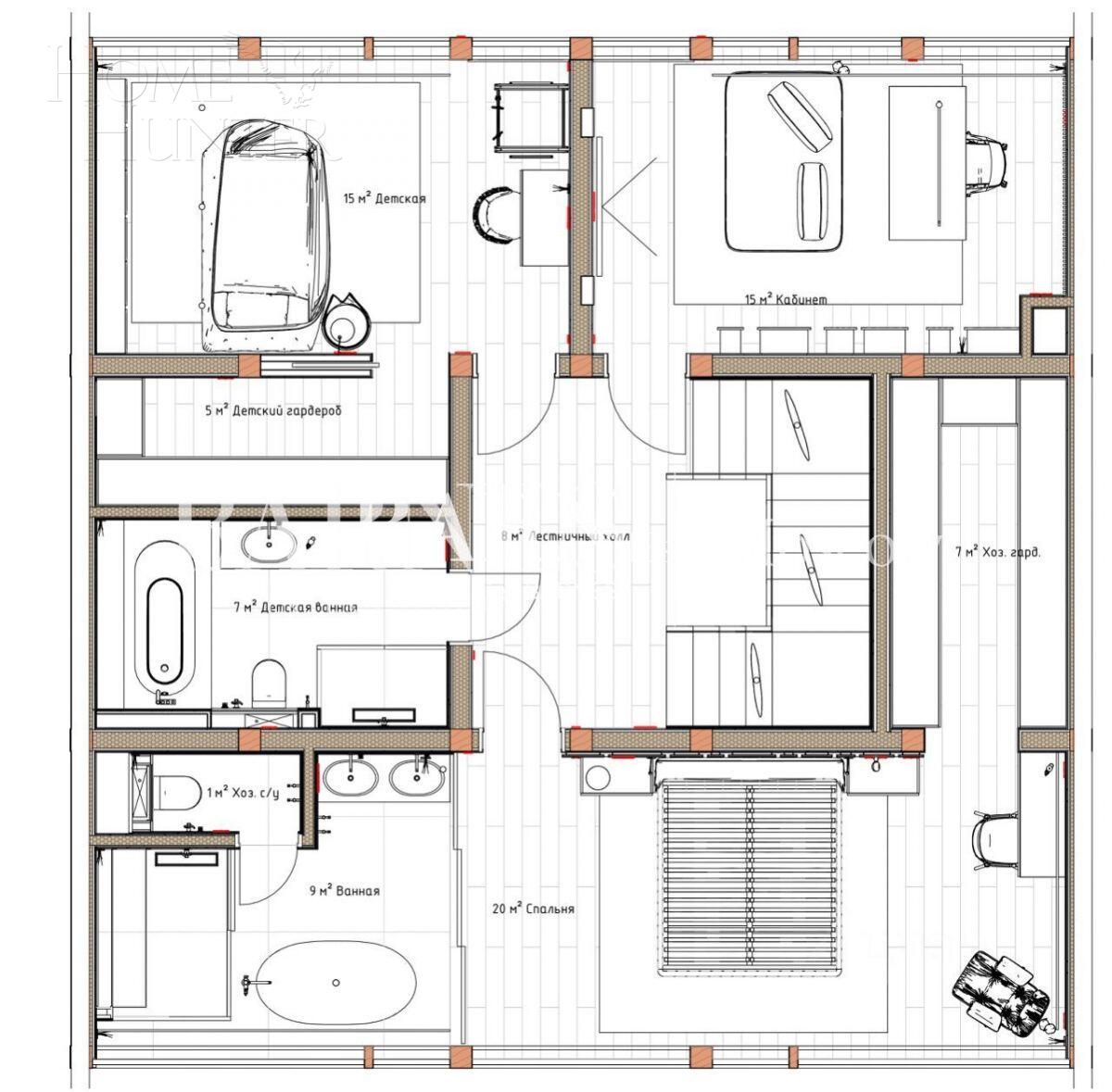 2-этажный коттедж 261 м² с отделкой