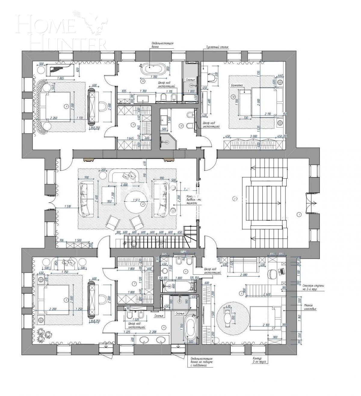2-этажный коттедж 1 400 м² без отделки