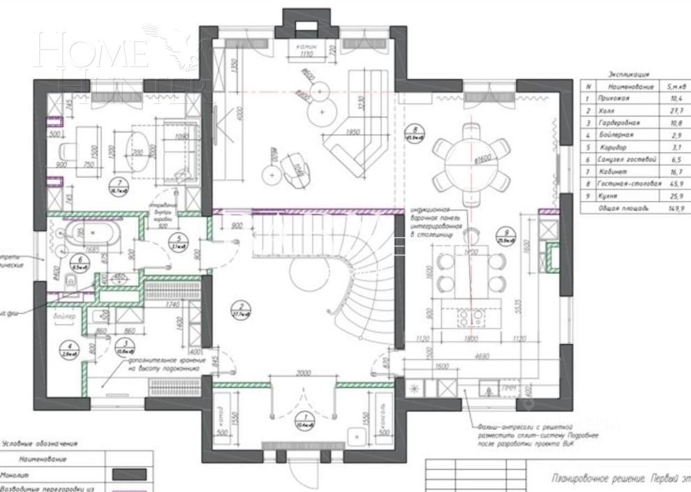 2-этажный коттедж 508.9 м² с отделкой
