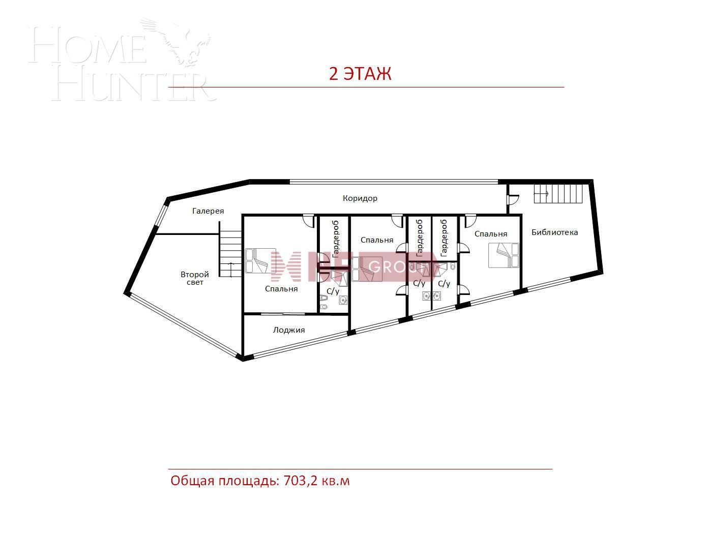 3-этажный коттедж 703.2 м² без отделки