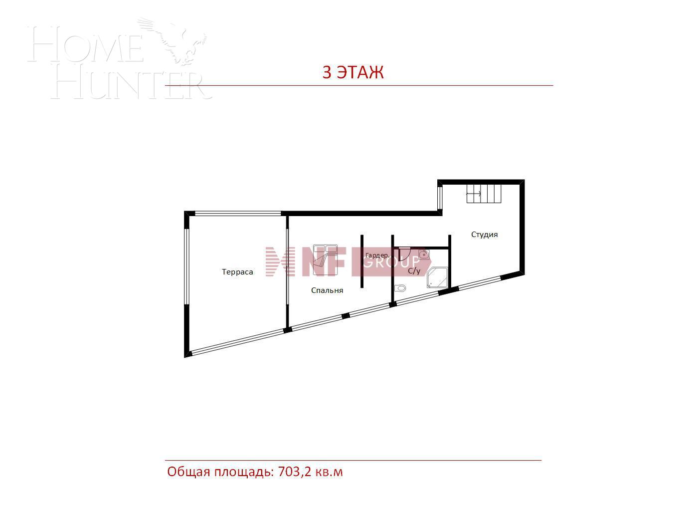 3-этажный коттедж 703.2 м² без отделки