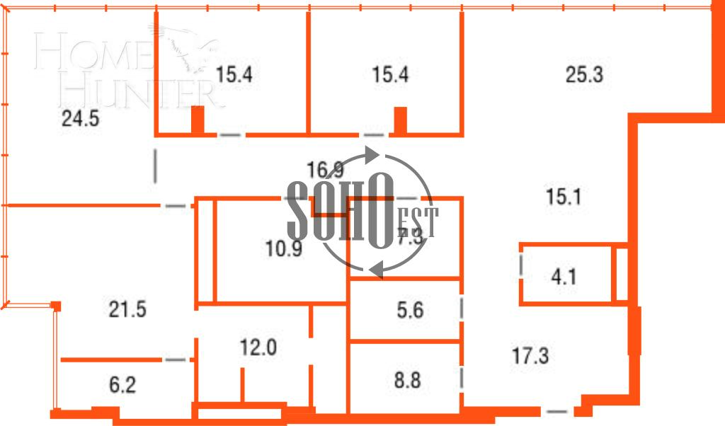 5-КОМН. КВАРТИРА С ОТДЕЛКОЙ 216 М² НА 9 ЭТАЖЕ