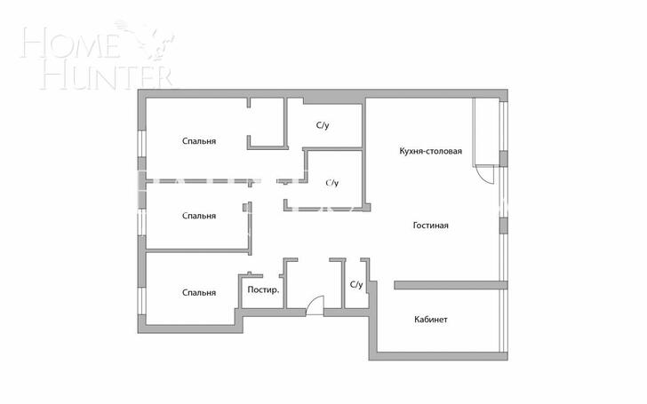 4-КОМН. КВАРТИРА БЕЗ ОТДЕЛКИ 213.4 М² НА 3 ЭТАЖЕ
