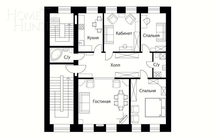 4-КОМН. КВАРТИРА С ОТДЕЛКОЙ 117 М² НА 2 ЭТАЖЕ