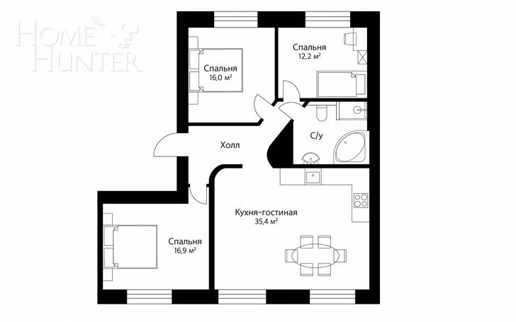 4-КОМН. КВАРТИРА С ОТДЕЛКОЙ 100 М² НА 3 ЭТАЖЕ