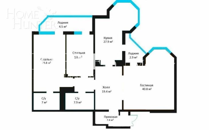 3-КОМН. КВАРТИРА БЕЗ ОТДЕЛКИ 153.7 М² НА 2 ЭТАЖЕ