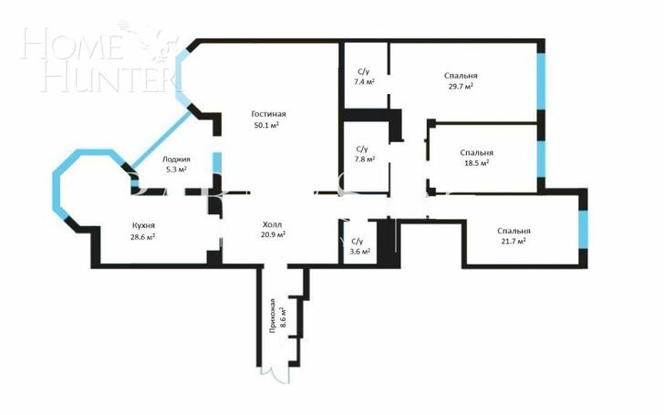 3-КОМН. КВАРТИРА БЕЗ ОТДЕЛКИ 194.9 М² НА 2 ЭТАЖЕ
