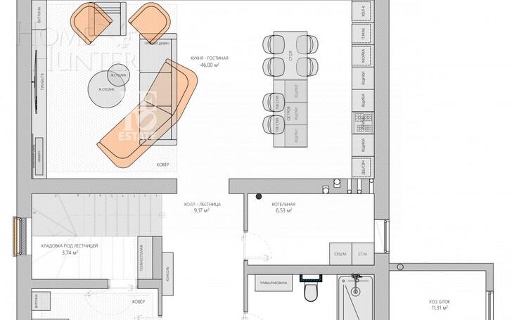 2-этажный коттедж 238.4 м² с отделкой