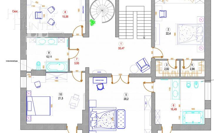 2-этажный коттедж 500 м² без отделки