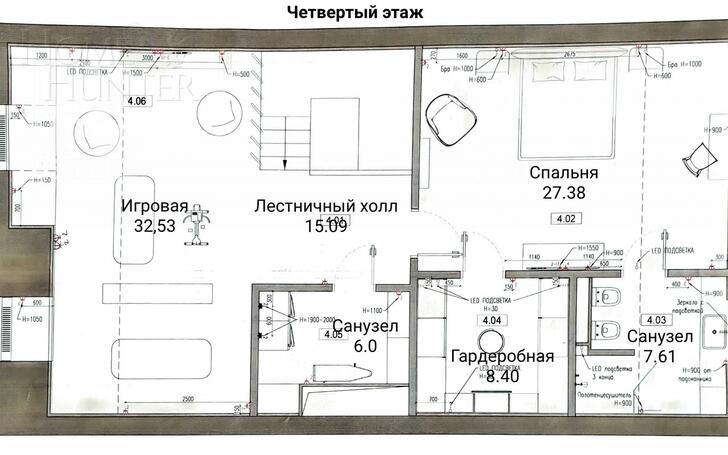 4-этажный таунхаус 395 м² без отделки