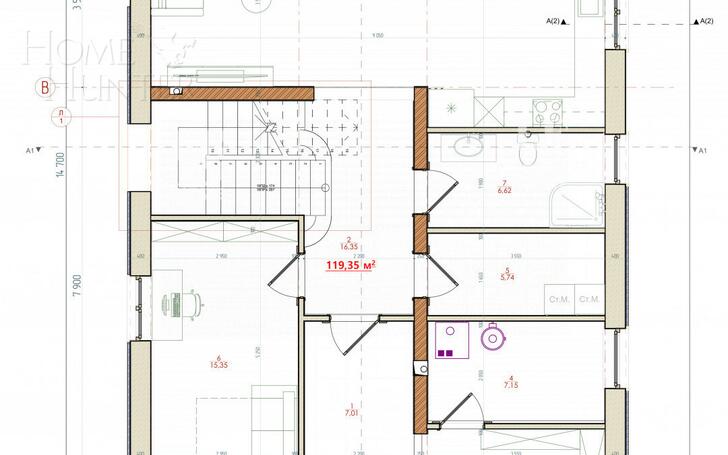 2-этажный коттедж 250 м² без отделки