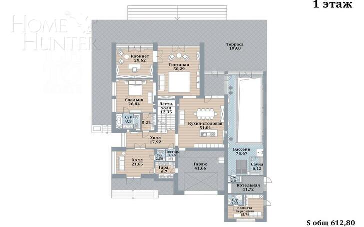 2-этажный коттедж 961 м² с отделкой