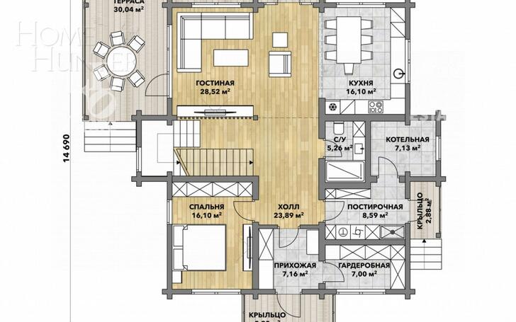 2-этажный коттедж 229.5 м² с отделкой