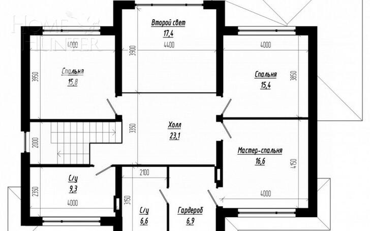 2-этажный коттедж 250 м² без отделки