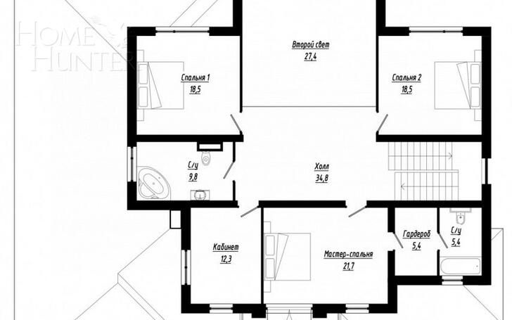2-этажный коттедж 305 м² без отделки