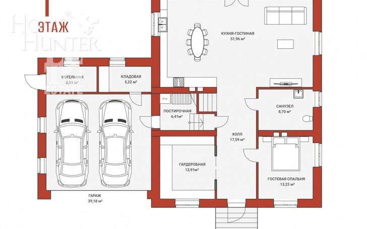 2-этажный коттедж 320 м² без отделки