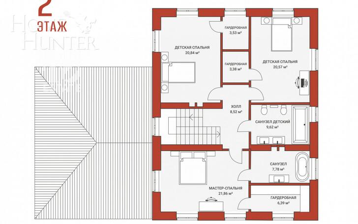 2-этажный коттедж 320 м² без отделки