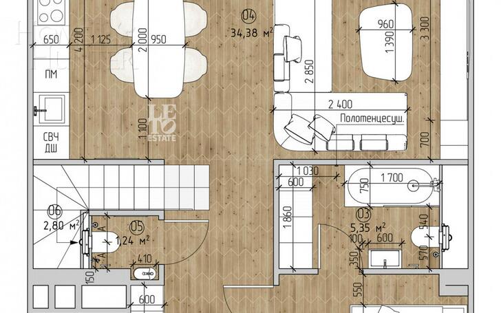 2-этажный таунхаус 168.6 м² без отделки