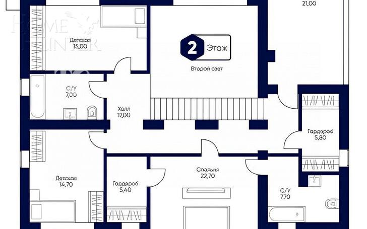 2-этажный коттедж 287.1 м² с отделкой