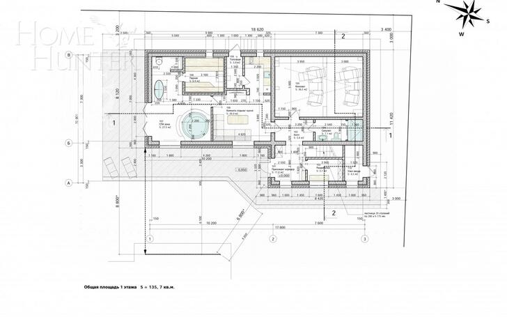 2-этажный коттедж 710 м² с отделкой