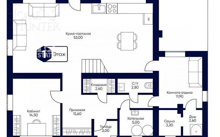 2-этажный коттедж 287.1 м² с отделкой