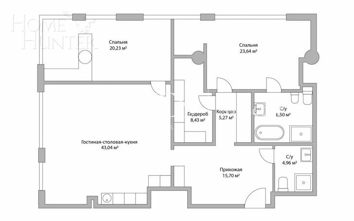 3-КОМН. КВАРТИРА С ОТДЕЛКОЙ 130.7 М² НА 5 ЭТАЖЕ