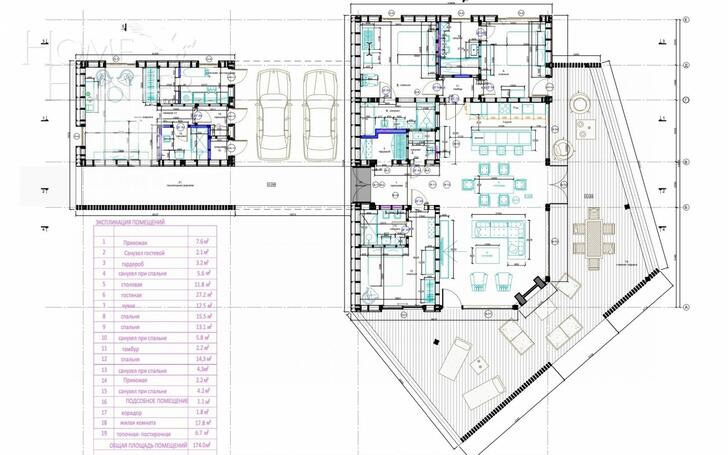 1-этажный коттедж 174 м² с отделкой
