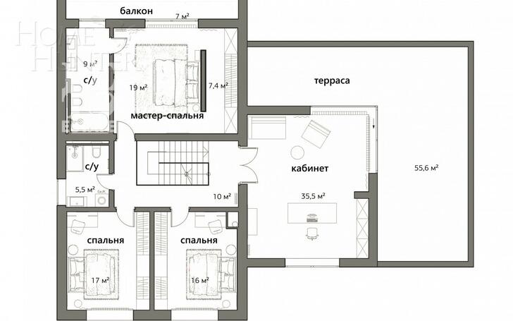 2-этажный коттедж 427 м² с отделкой