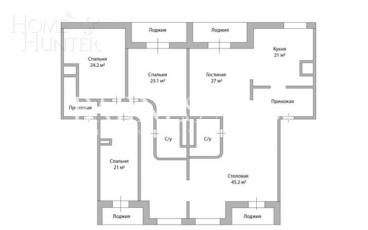 3-КОМН. КВАРТИРА С ОТДЕЛКОЙ 218.8 М² НА 6 ЭТАЖЕ