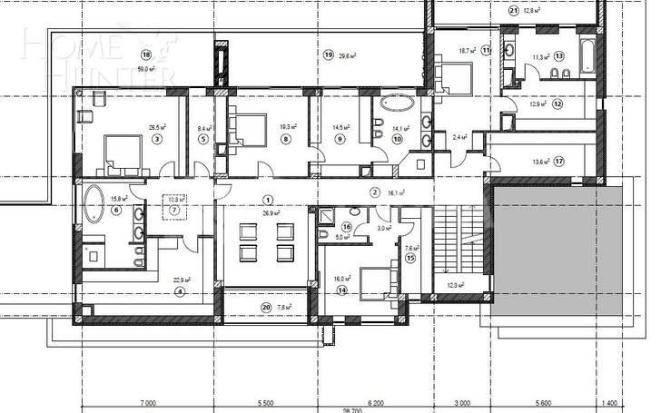 2-этажный коттедж 743 м² без отделки