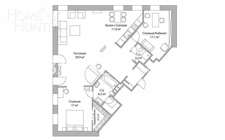 3-КОМН. КВАРТИРА С ОТДЕЛКОЙ 122.5 М² НА 5 ЭТАЖЕ