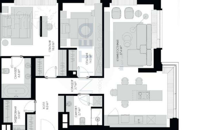 3-КОМН. АПАРТАМЕНТЫ С ОТДЕЛКОЙ 101 М² НА 16 ЭТАЖЕ