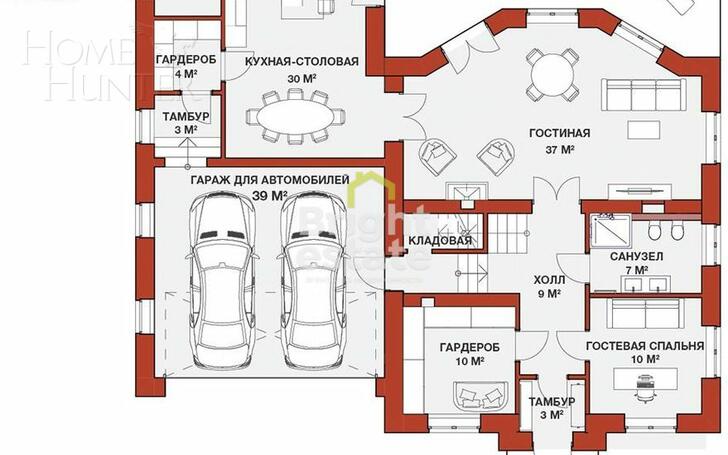 2-этажный коттедж 350 м² без отделки