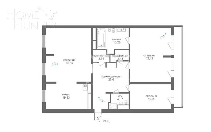 3-КОМН. КВАРТИРА С ОТДЕЛКОЙ 183 М² НА 15 ЭТАЖЕ