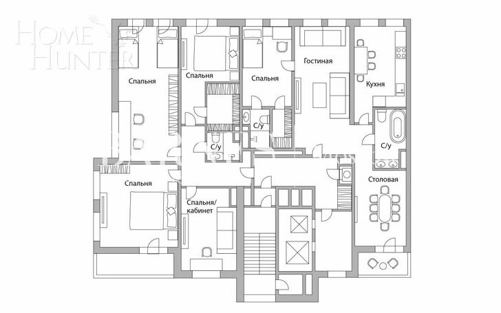 6-КОМН. КВАРТИРА БЕЗ ОТДЕЛКИ 311.4 М² НА 8 ЭТАЖЕ