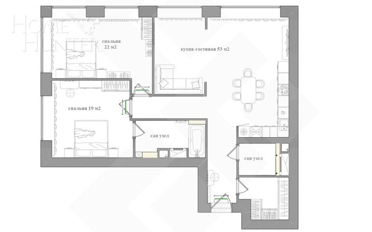 3-КОМН. КВАРТИРА С ОТДЕЛКОЙ 113 М² НА 13 ЭТАЖЕ