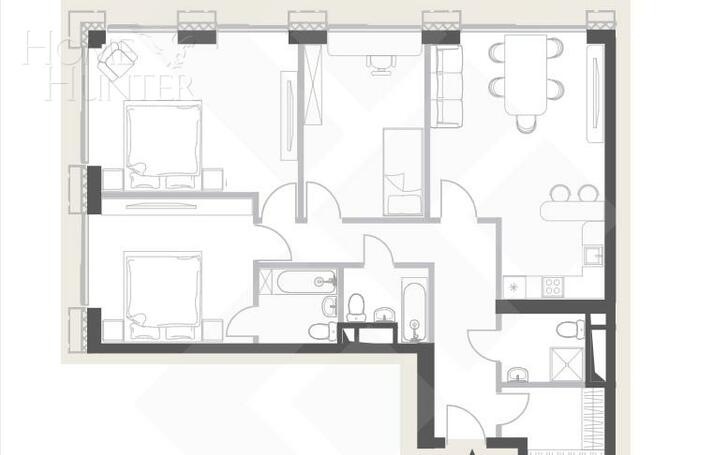 4-КОМН. КВАРТИРА БЕЗ ОТДЕЛКИ 113 М² НА 15 ЭТАЖЕ