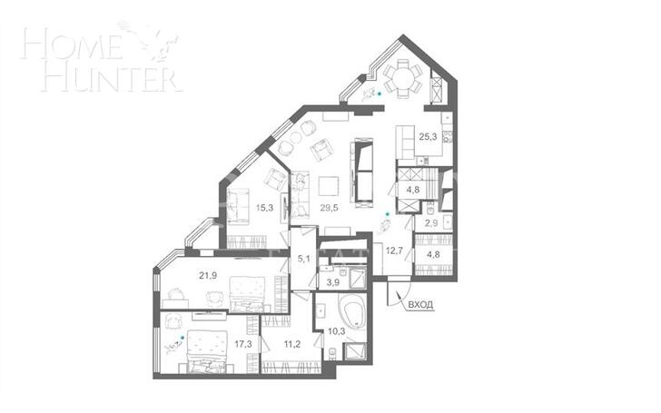 4-КОМН. КВАРТИРА С ОТДЕЛКОЙ 170 М² НА 32 ЭТАЖЕ