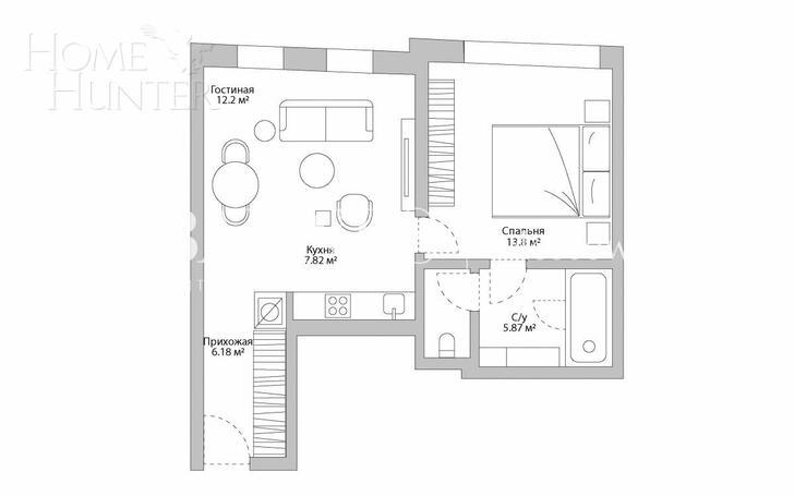 2-КОМН. АПАРТАМЕНТЫ С ОТДЕЛКОЙ 49 М² НА 3 ЭТАЖЕ