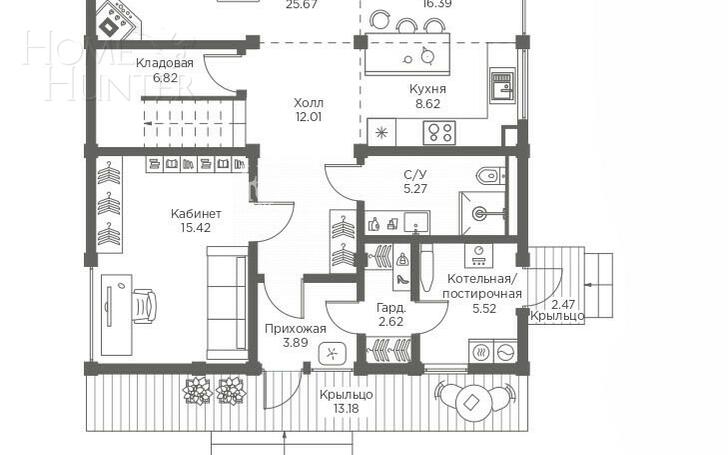 2-этажный коттедж 251.1 м² без отделки