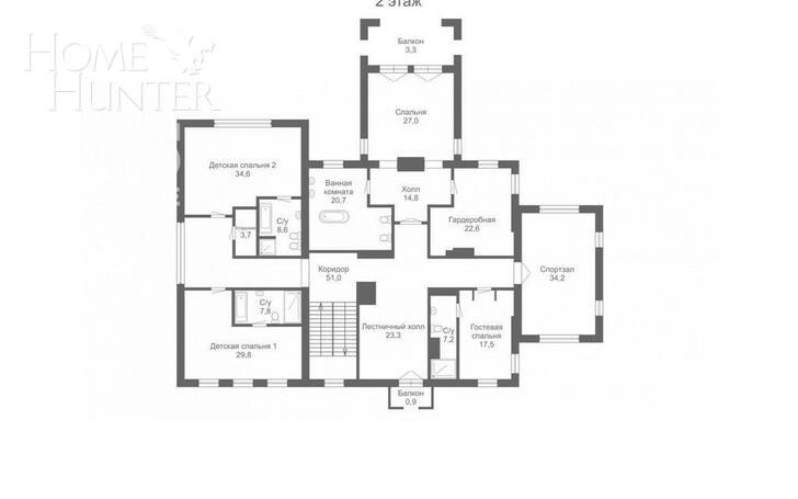 2-этажный коттедж 1 244 м² с отделкой