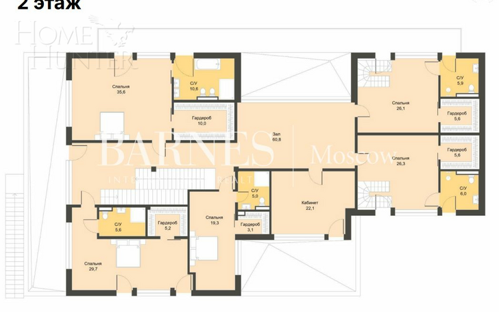 2-этажный коттедж 1 050 м² без отделки