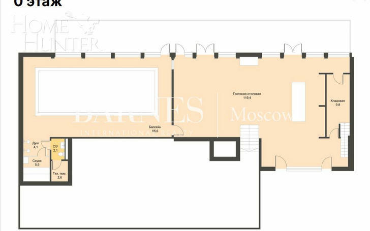 2-этажный коттедж 1 050 м² без отделки