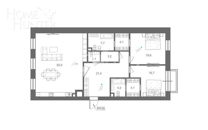 3-КОМН. КВАРТИРА БЕЗ ОТДЕЛКИ 135.1 М² НА 7 ЭТАЖЕ