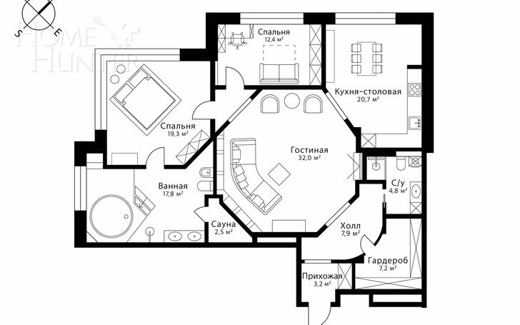 3-КОМН. КВАРТИРА С ОТДЕЛКОЙ 130 М² НА 2 ЭТАЖЕ