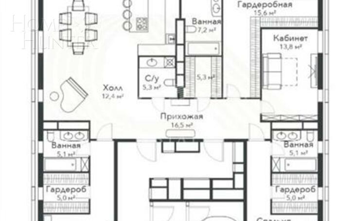 6-КОМН. КВАРТИРА БЕЗ ОТДЕЛКИ 227.4 М² НА 6 ЭТАЖЕ