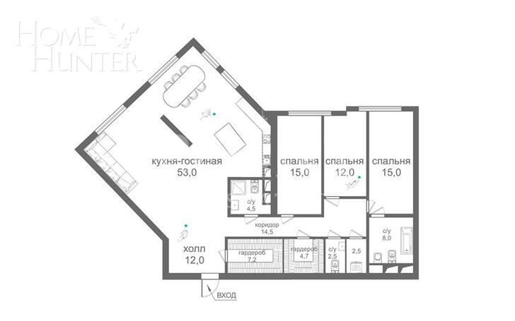 4-КОМН. КВАРТИРА БЕЗ ОТДЕЛКИ 128 М² НА 18 ЭТАЖЕ