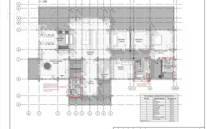 1-этажный коттедж 649.6 м² без отделки