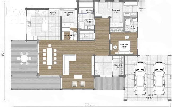 2-этажный коттедж 354 м² с отделкой