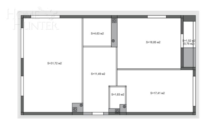3-КОМН. КВАРТИРА БЕЗ ОТДЕЛКИ 87 М² НА 5 ЭТАЖЕ